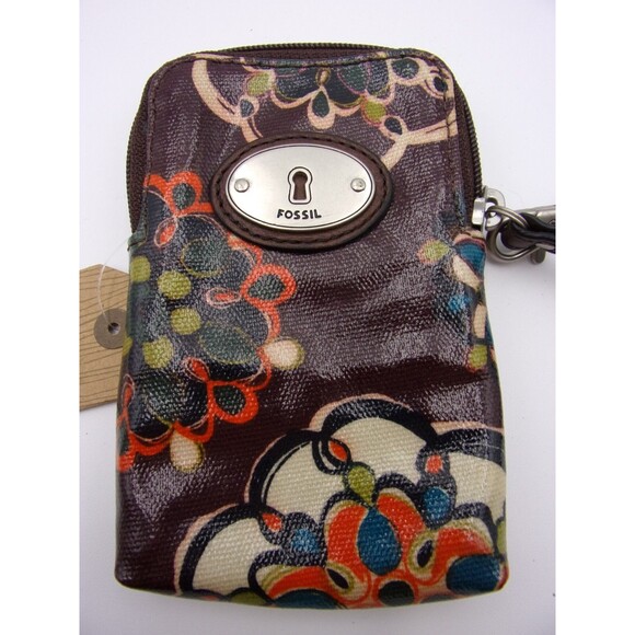 Fossil Wristlet Wallet Phone Sleeve Key Per Purse Zip Vintage Floral Concert - Picture 4 of 12